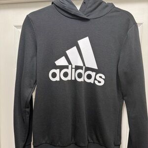Adidas Charcoal Hoodie with White Emblem